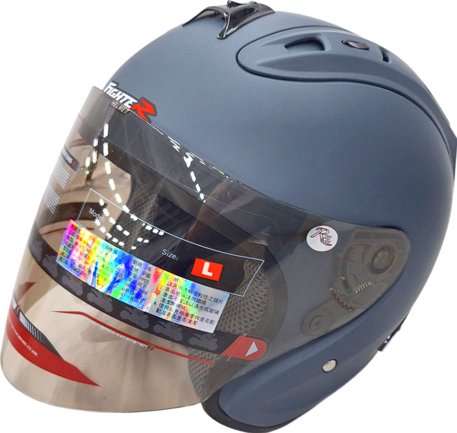 普通型露臉式機車防護頭盔 含一層護目鏡 R3-A6, 消光閃藍色