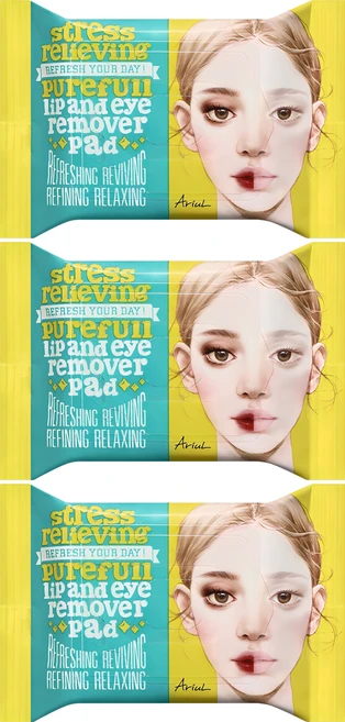 아리얼 스트레스 릴리빙 립앤아이 리무버 패드 30p, 55g, 3개 - 쿠팡