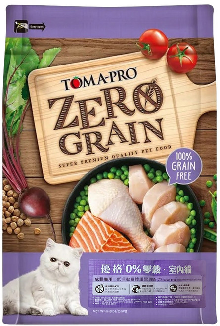 TOMA-PRO 優格 成貓用零穀低活動量體重管理配方乾飼料, 1袋, 5.5lb, 雞肉