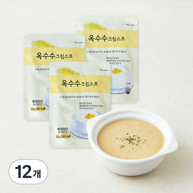 사랑과정성 옥수수크림스프 (냉장), 200g, 12개