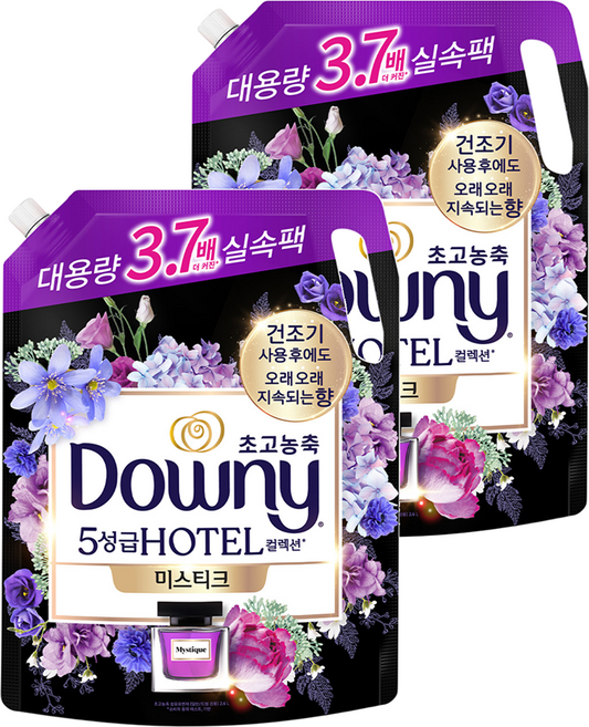다우니 초고농축 호텔 컬렉션 섬유유연제 미스티크 리필, 2.6L, 2개