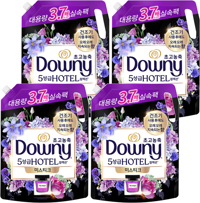 다우니 초고농축 호텔 컬렉션 섬유유연제 미스티크 리필, 2.6L, 4개