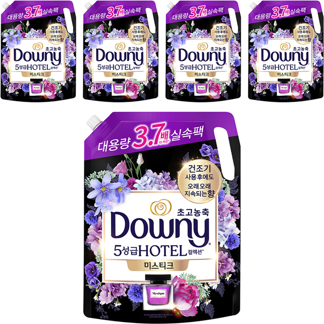 다우니 초고농축 호텔 컬렉션 섬유유연제 미스티크 리필, 2.6L, 5개