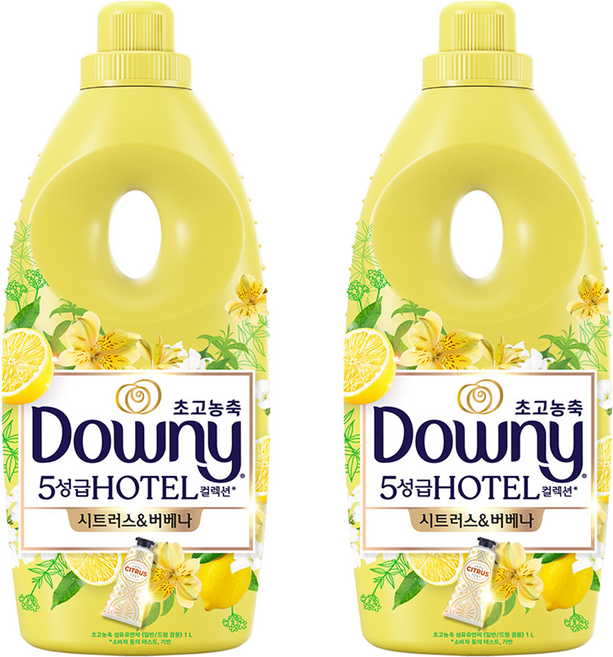 다우니 초고농축 5성급 호텔 컬렉션 섬유유연제 시트러스&버베나 본품, 1L, 1개입, 2개