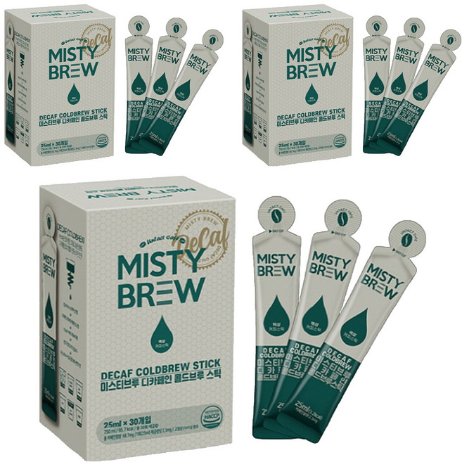 미스티브루 디카페인 콜드브루 스틱 더치커피, 3개, 30개입, 25ml