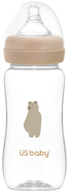 US baby 優生 真母感TRITAN奶瓶 高透光度 無雙酚A 耐衝擊 耐熱 人體工學, 棕熊, 300ml, 1個