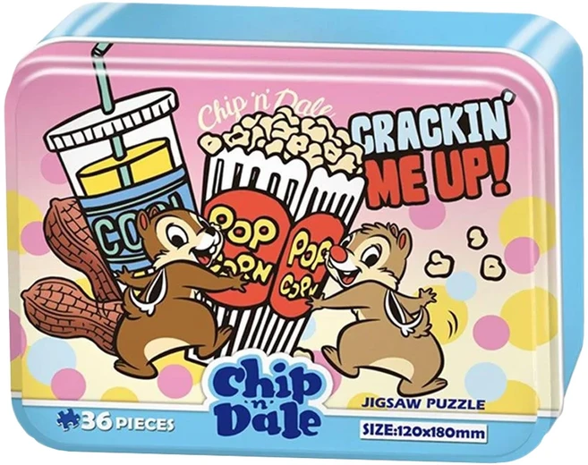 HUNDRED PICTURES 百耘圖 Chip 'n' Dale 奇奇蒂蒂鐵盒拼圖 36片 120x180mm, 1盒