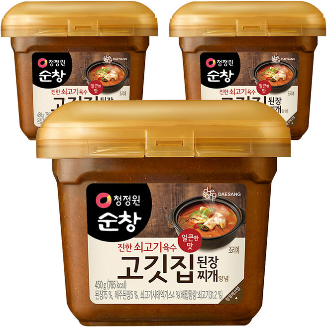 청정원순창 고깃집 된장찌개 양념, 450g, 3개