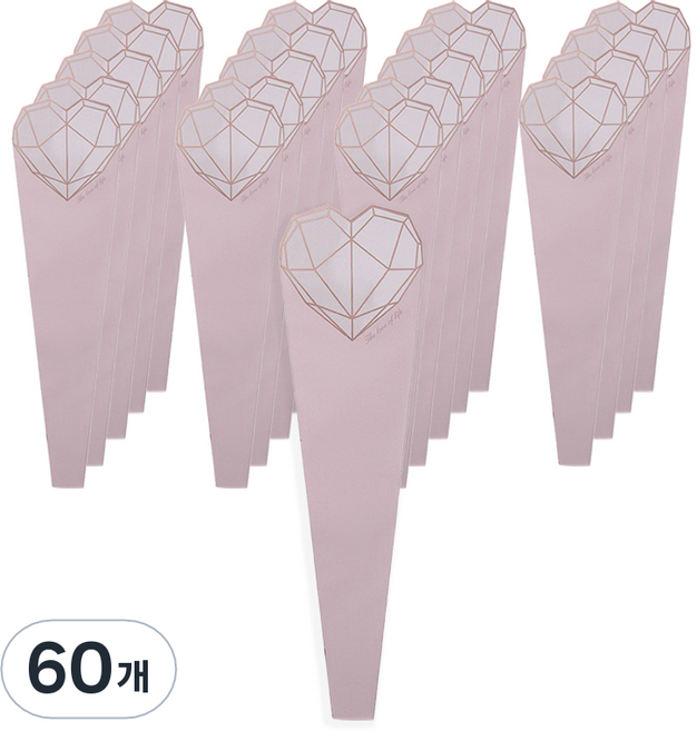 에스피글로벌 장미 한송이 다이아몬드 플라워 포장지, 로즈 핑크, 60개