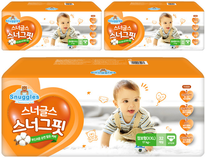 스너글스 스너그핏 팬티형 기저귀 남여공용, 점보형(2XL), 96매