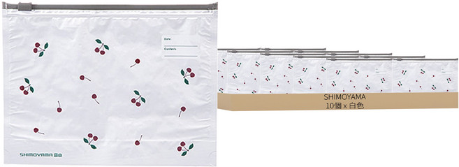 SHIMOYAMA 印花風可重複使用鋁鈦箔保鮮密封袋 10入, 1盒, 白色
