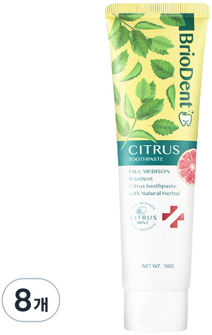 폴메디슨 브리오덴트 시트러스 민트 치약, 150g, 8개