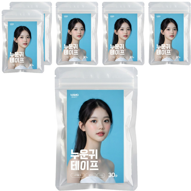 비아모 누운귀 엘프귀 패치 테이프 30p, 6세트, 투명
