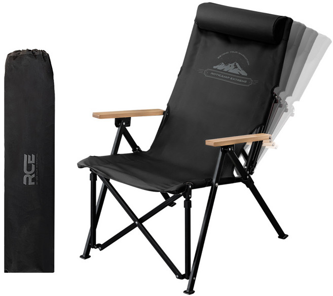 로티캠프 각도조절 휴대용 접이식 앵글 릴렉스 캠핑 의자 AAC-R1, 미드나잇 블랙, 1개