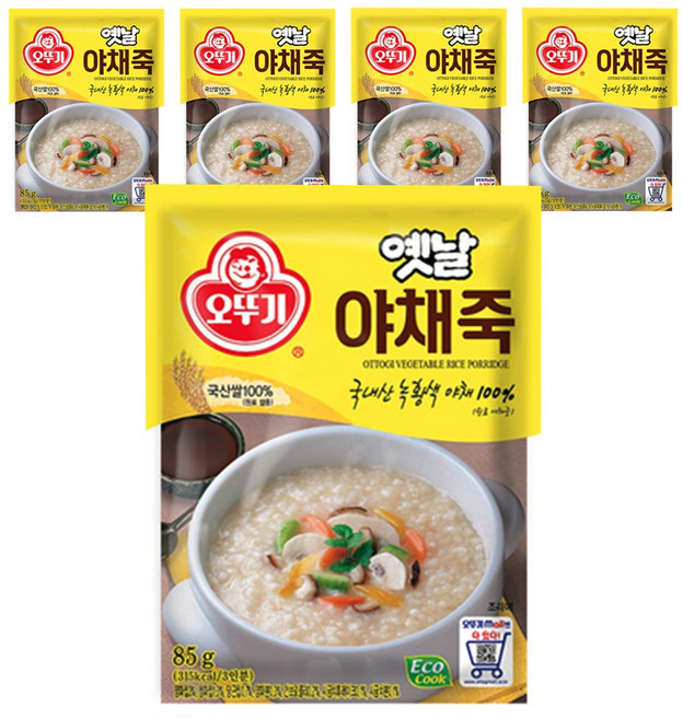 오뚜기 야채죽, 5개, 85g