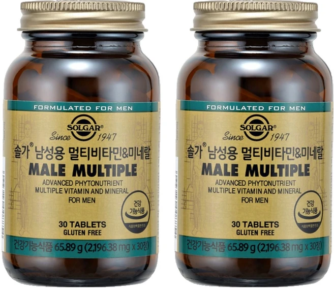 솔가 남성용 멀티비타민 & 미네랄 2196.38mg, 30정, 2개 - 쿠팡