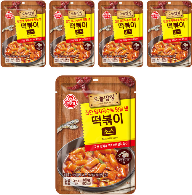 오뚜기 진한 멸치육수로 맛을 낸 떡볶이소스, 180g, 5개
