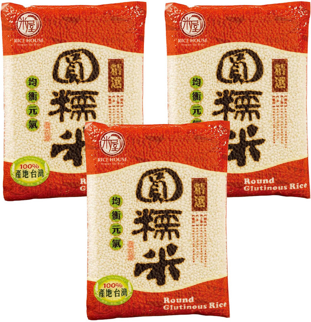 RICE HOUSE 米屋 圓糯米, 600g, 3包