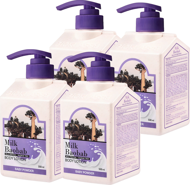 밀크바오밥 바디로션 베이비파우더향, 500ml, 4개
