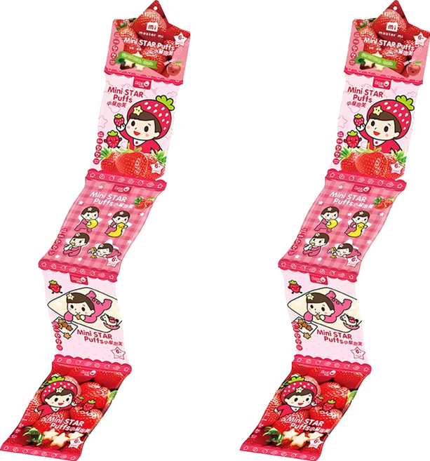 master mi 米大師 小星泡芙 4包, 草莓 + 蘋果, 32g, 2組