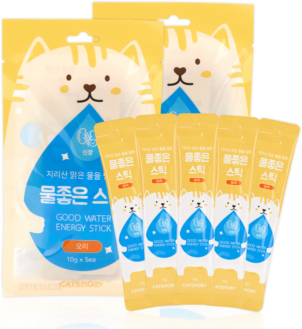 캣츠모리 고양이 물 좋은 스틱 신장 케어 간식 5p, 오리, 50g, 2개
