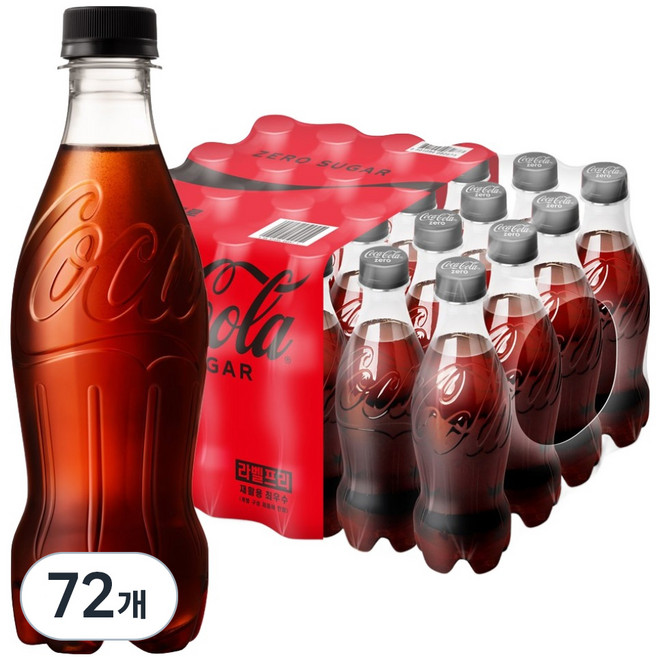 코카콜라 제로 무라벨, 370ml, 72개