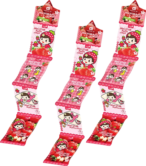 master mi 米大師 小星泡芙 4包, 草莓 + 蘋果, 32g, 3組