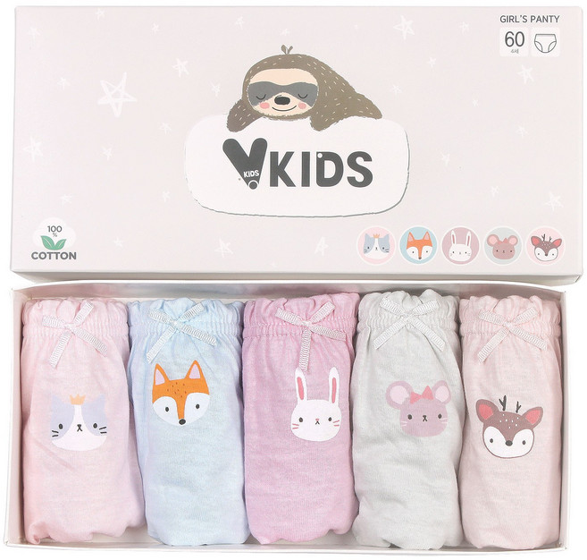 브이키즈 여아용 애니 삼각 팬티 5종 세트