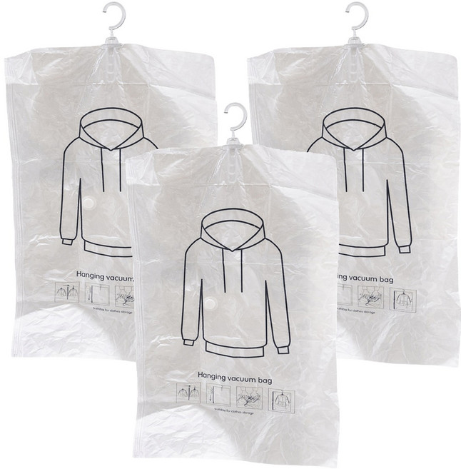 小麥購物 掛式真空衣物收納袋 Y335 款式隨機, 3個, 1組