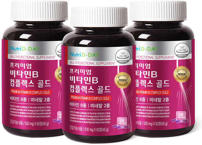 뉴트리디데이 프리미엄 비타민B 컴플렉스 골드, 90정, 3개