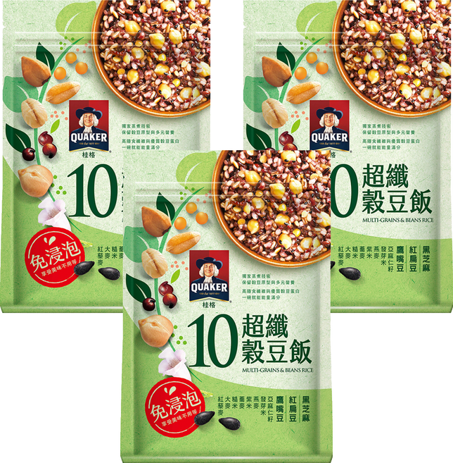 QUAKER 桂格 10超纖穀豆飯, 1kg, 3包