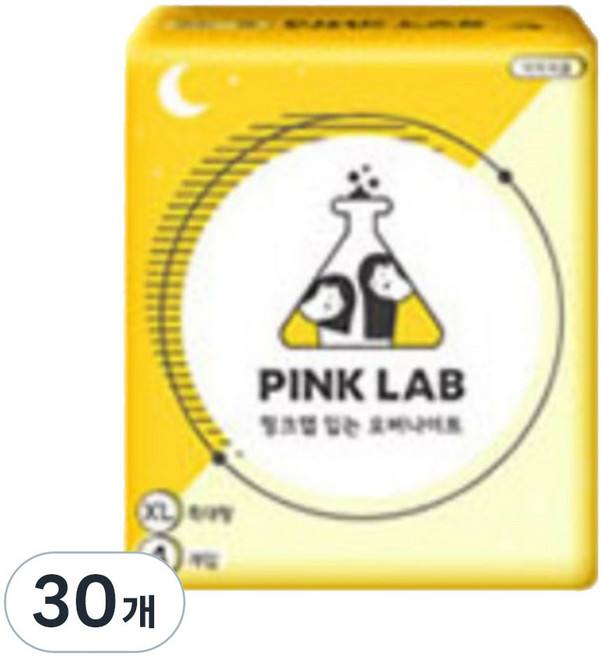 핑크랩 입는 오버나이트 생리대, 특대형, 4개입, 30개
