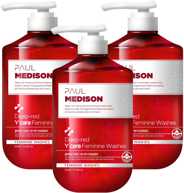 폴메디슨 딥레드 대용량 Y존 여성청결제, 510ml, 3개