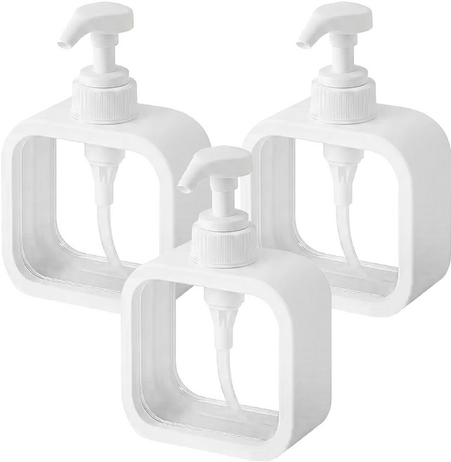 洗手乳分裝瓶 10.2 x 5 x 17.5cm 300ml, 透明白, 3個