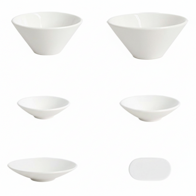 CCLIME 簡約綜合餐具6入組 陶瓷餐具, 奶油白色, 飯碗 + 湯碗 + 9cm小菜盤 + 12cm小菜盤 + 13cm小菜盤 + 匙筷架, 1套