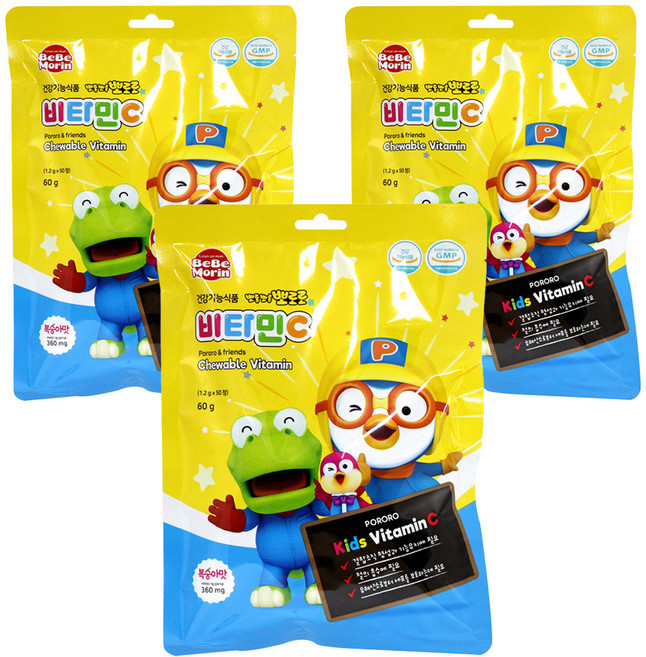 베베모린 뽀롱뽀롱 뽀로로 복숭아맛 비타민C, 50정, 3개
