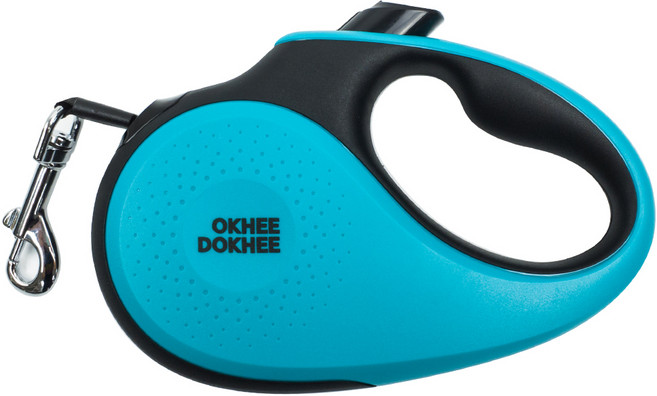 옥희독희 꼬임방지 강아지 자동 리드줄, 블루 + 그린, 1개