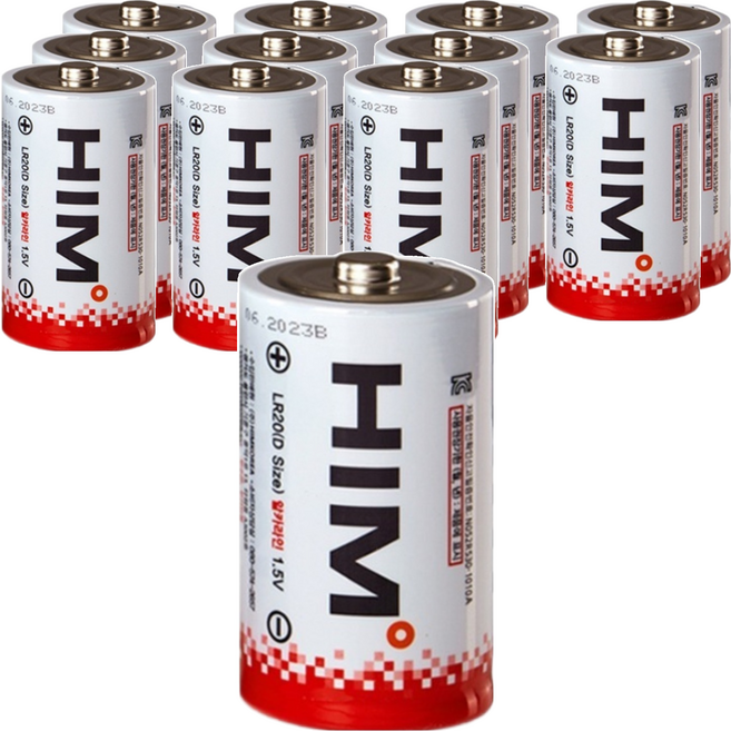 힘 알카라인 D형 건전지, 2개입, 12개