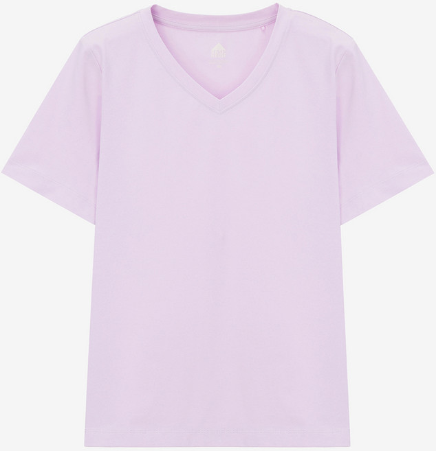 베이직하우스 여성용 브이넥 슬림핏 스판 반팔 티셔츠 LATS0204