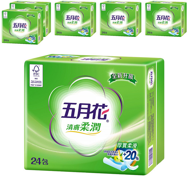 五月花 清膚柔潤 抽取衛生紙, 6袋, 24包