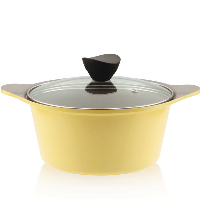 키친웰 벨로스 세라믹코팅 양수냄비, 20cm, 옐로우, 1개
