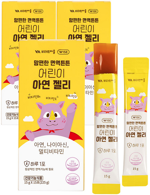 비타민마을 맘편한 면역튼튼 어린이 아연 젤리 15g x 15p, 225g, 3개