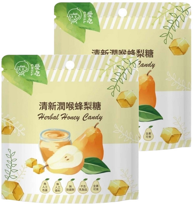 CHILL 愛吃 清新潤喉蜂梨糖 台灣製, 36g, 2包