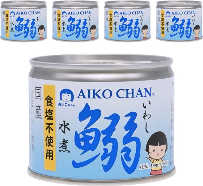 AIKO CHAN 伊藤食品 水煮沙丁魚罐 無鹽, 190g, 5罐