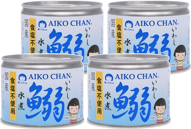 AIKO CHAN 伊藤食品 水煮沙丁魚罐 無鹽, 190g, 4罐
