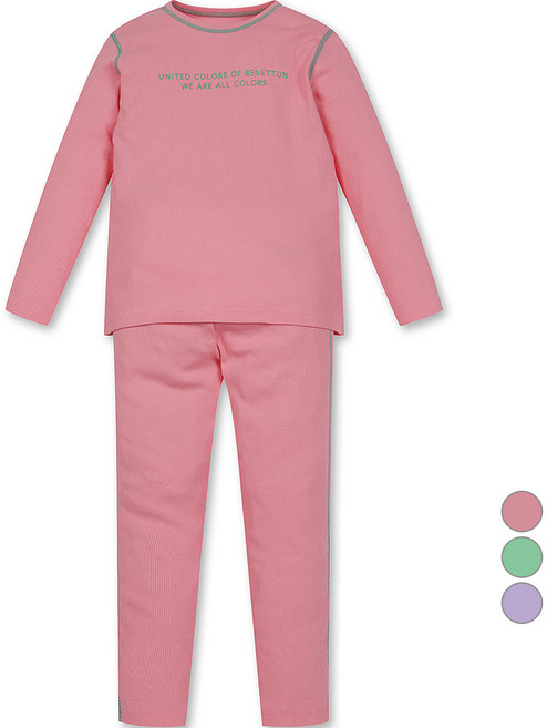 베네통키즈 아동용 컬러스티치 라운지 상하의 세트 QCETP2241