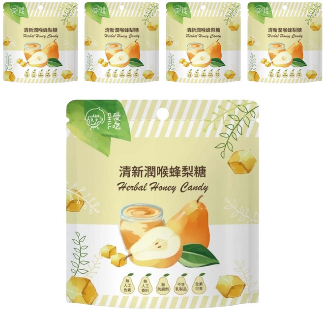CHILL 愛吃 清新潤喉蜂梨糖 台灣製, 36g, 5包