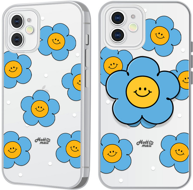 hottmall 微笑花朵圖案手機殼 + 智慧支架組合