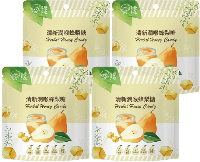 CHILL 愛吃 清新潤喉蜂梨糖 台灣製, 36g, 4包