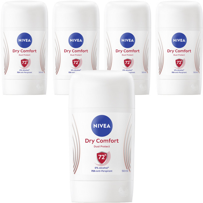 NIVEA 妮維雅 台灣公司貨 止汗爽身乳膏 Pro升級版 乾適活力, 50ml, 5瓶